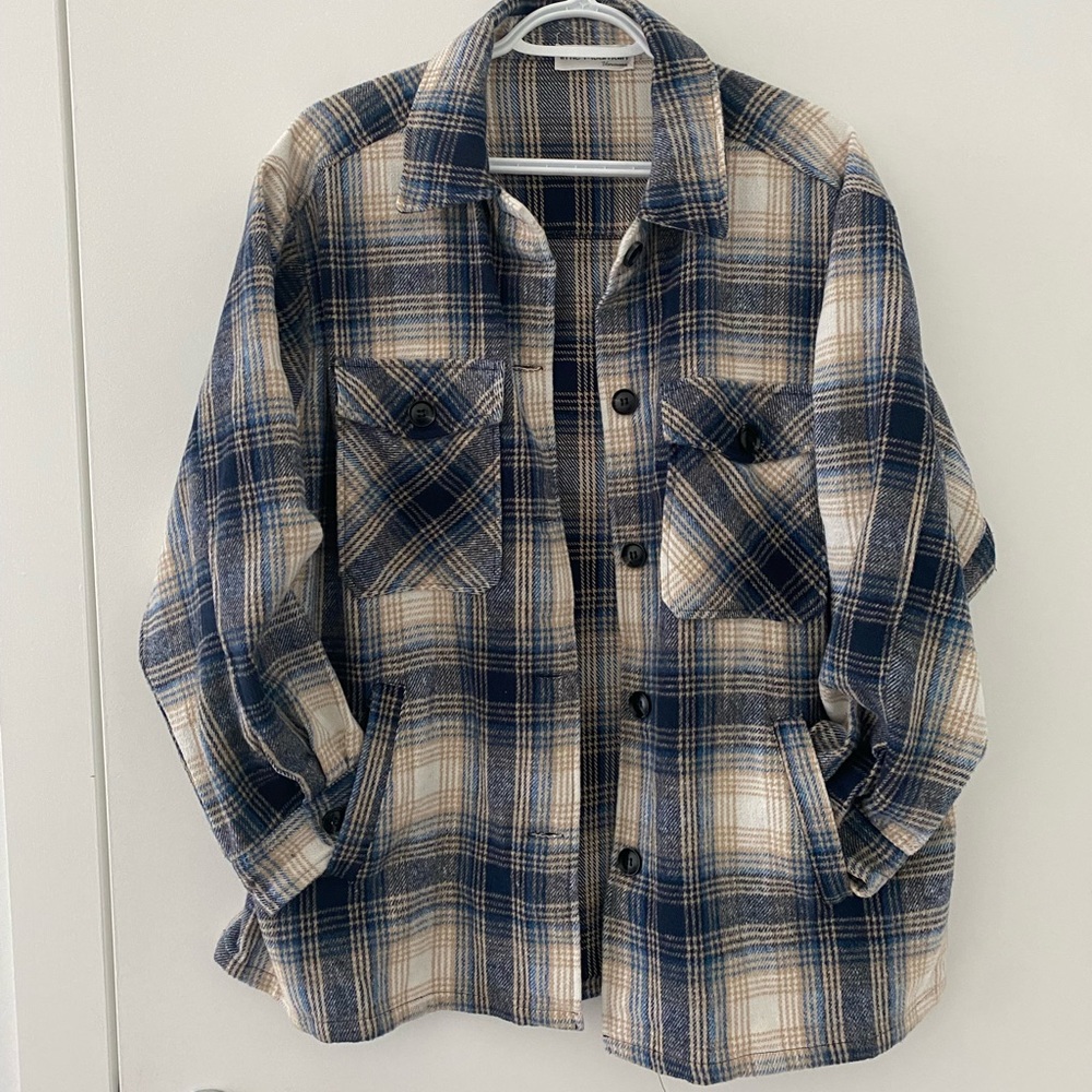 Blue/Tan Plaid Shacket